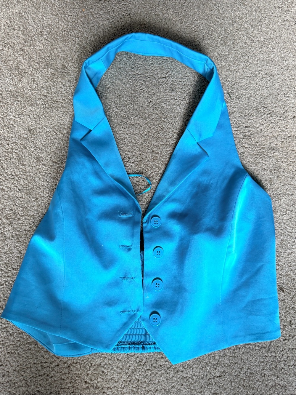 Bright Turquoise Halter Button-Front Vest